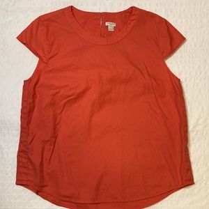 J Crew Coral Peach Capped Sleeve Cotton Blouse